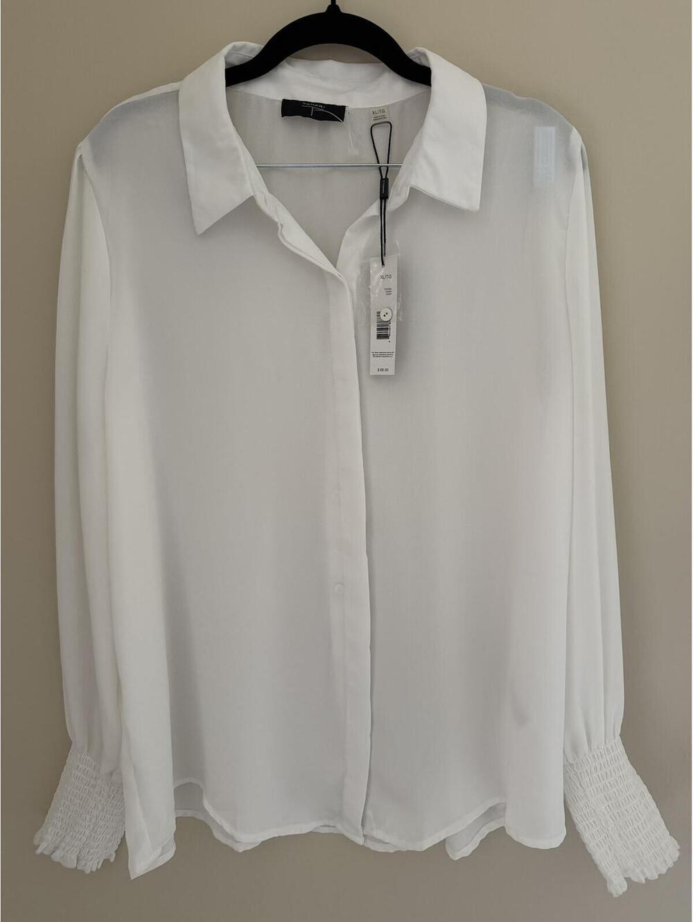 NWT Tahari XL semi-sheer white blouse